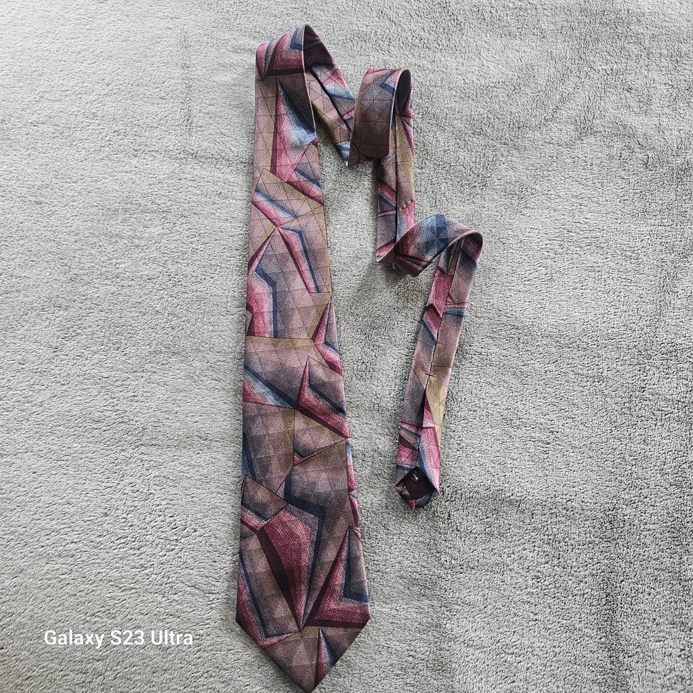 Johnny Carson Men's Tie Multicolor Abstract Polyester Vintage, 58"